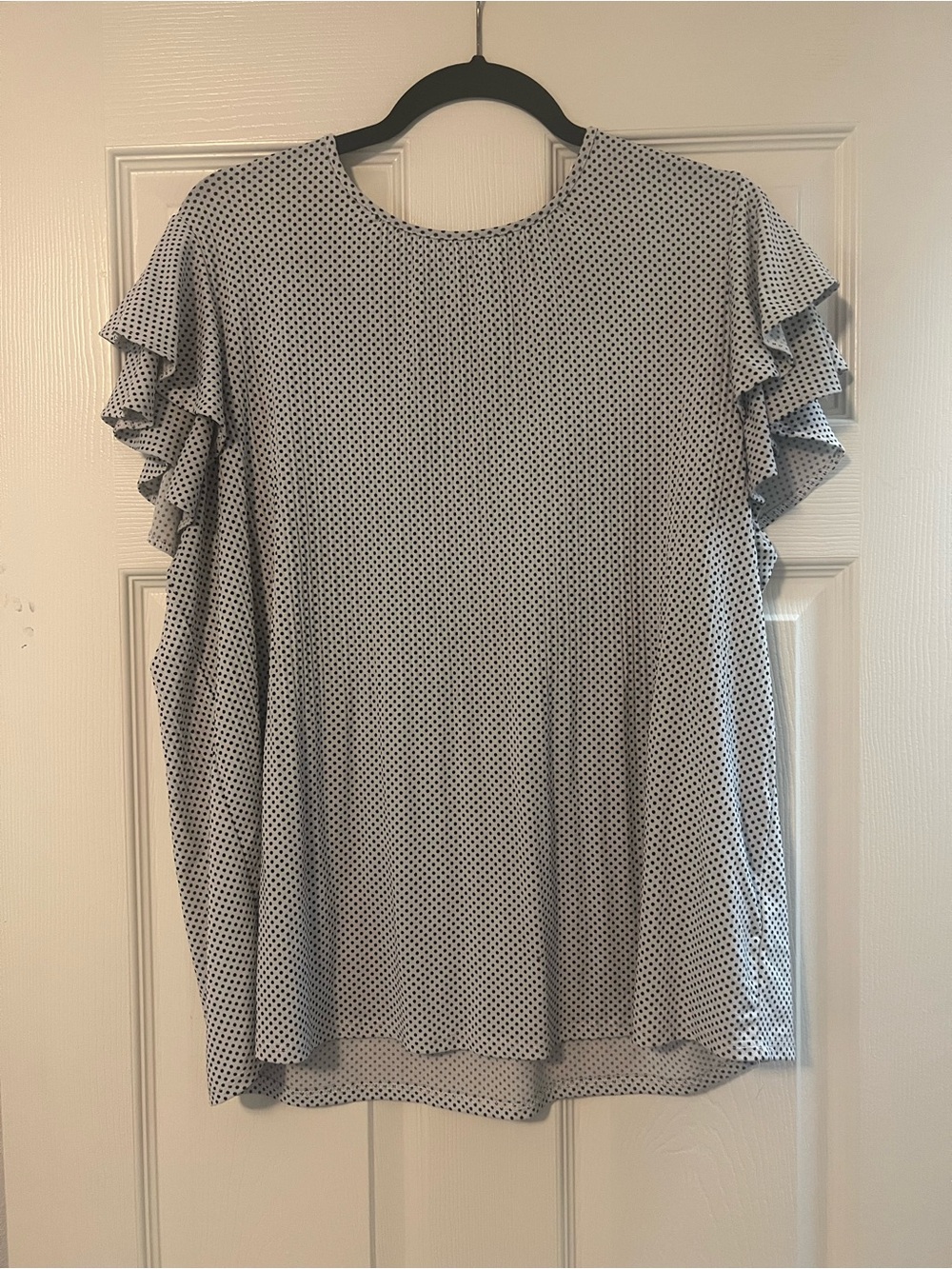 Adrianna Papell Polka Dot Ruffle Sleeve Blouse